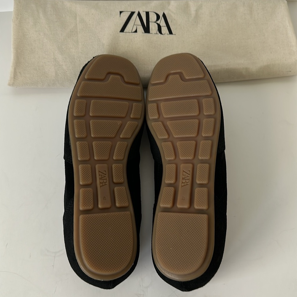 Zara Men's Retro Split Leather Black Sneakers - Picture 11 of 12